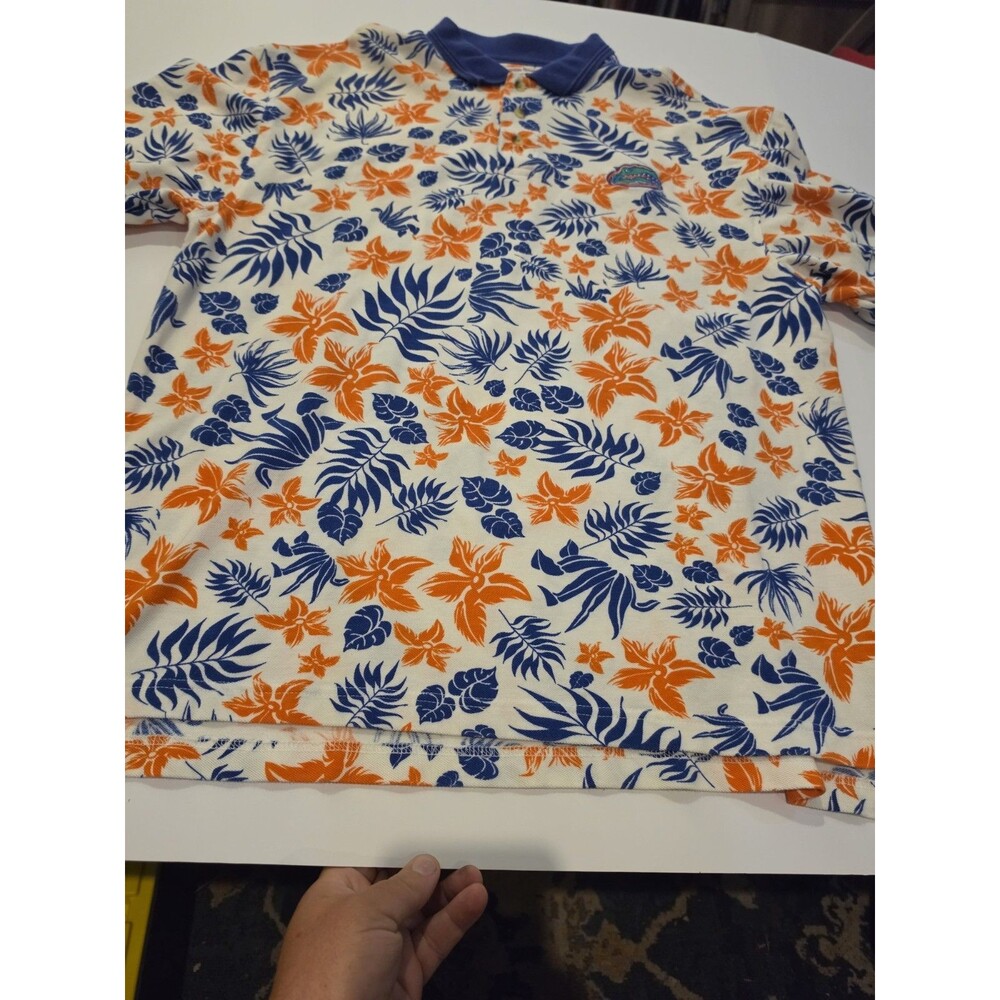 Vntg Florida Gators Polo Shirt Mens Large White Boca Classics Hawaiian Print